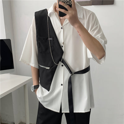 Chaleco Hombre Diseño Blanco con Costuras de Contraste y Personalidad - Image 9