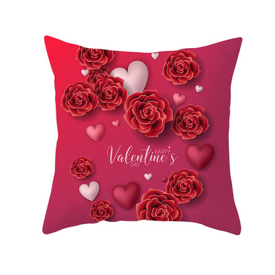 Funda de Almohada de Lino Rojo Corazón para San Valentín - Image 5