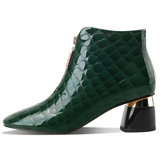 Botas Martin Cortas de Tacón Grueso Verde - Image 8
