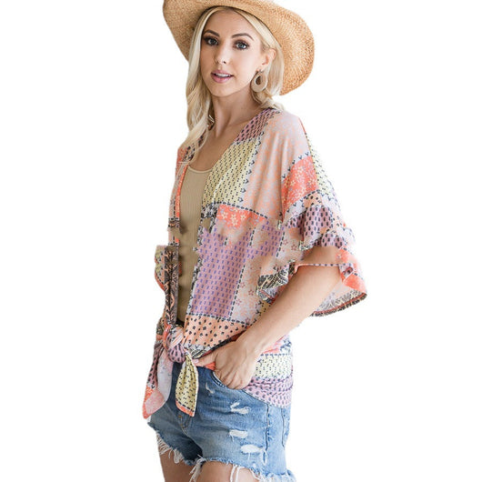 Blusa de Chifón con Bloques de Color y Estampado Geométrico - Image 5
