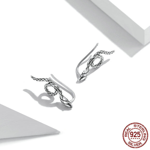 Aretes de Plata Esterlina con Diseño de Serpiente para Mujer