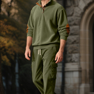 Sudadera y Pantalón de Pana con Cuello Alto y Acceso Controlado