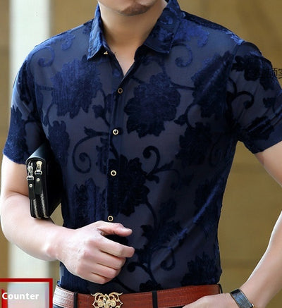 Camisa Hueca para Hombre con Bordado Flocking - Image 15