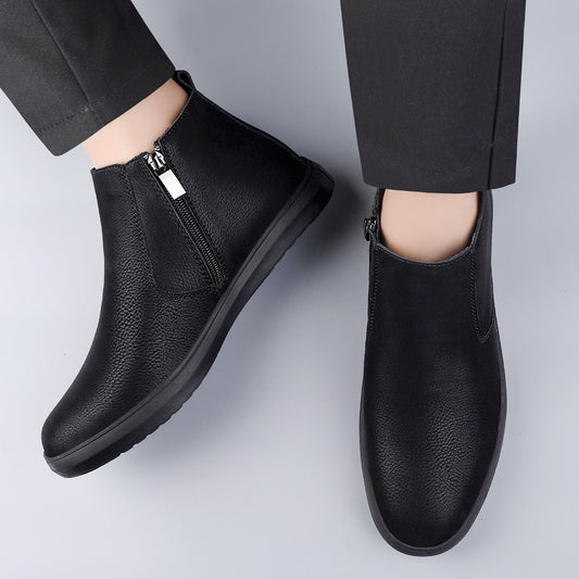 Botas Altas de Cuero Genuino con Acabado Frosted Retro