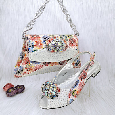 Conjunto de Zapatos y Bolso a Juego con Flores de Cristal Multicolor - Image 8