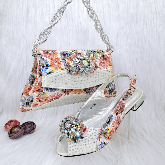 Conjunto de Zapatos y Bolso a Juego con Flores de Cristal Multicolor - Image 8