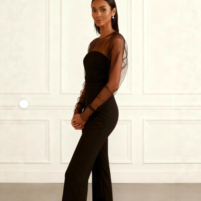 Jumpsuit Elegante de Cintura Alta con Malla y Tubo para Mujer - Image 4