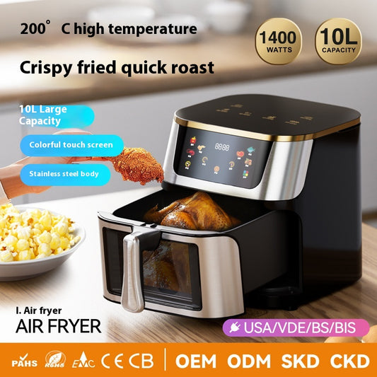 Freidora de Aire Inteligente 10L con Pantalla Visual - Freidora Automática de Capacidad Extra Grande
