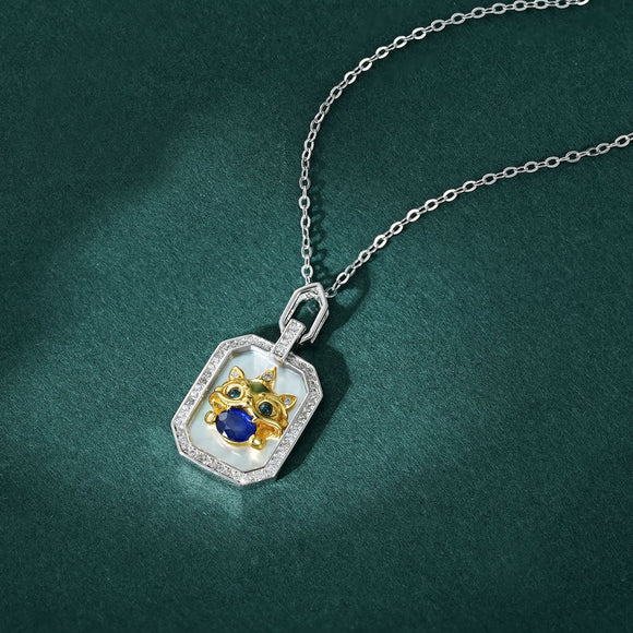 Collar Tótem Bestia de Año Nuevo - Plata 925 con Zafiro