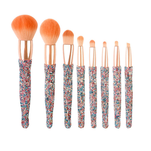 Set de 8 Brochas de Maquillaje con Incrustaciones de Diamantes