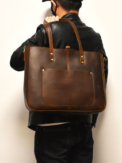 Bolso Grande de Cuero Crazy Horse Vintage con Capacidad Máxima - Image 11
