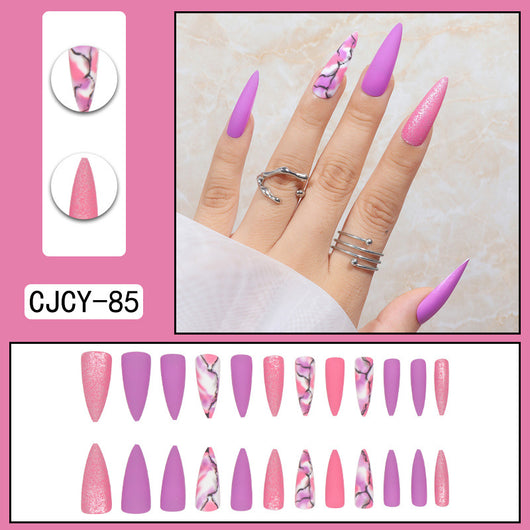 Uñas Postizas Degradado Floral con Efecto Espejo Electroplatado - Image 15