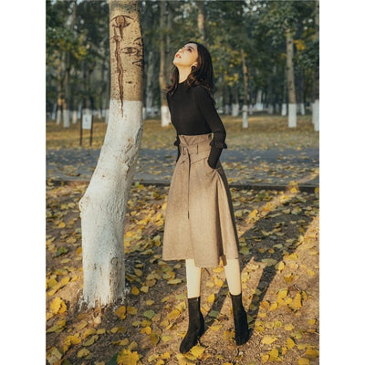 Conjunto Retro de Falda y Suéter de Lana para Mujer - Image 5