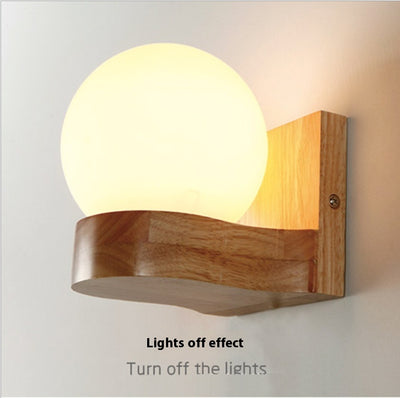 Lámpara de Pared Esférica en Madera Maciza para Sala y Pasillos - Image 9