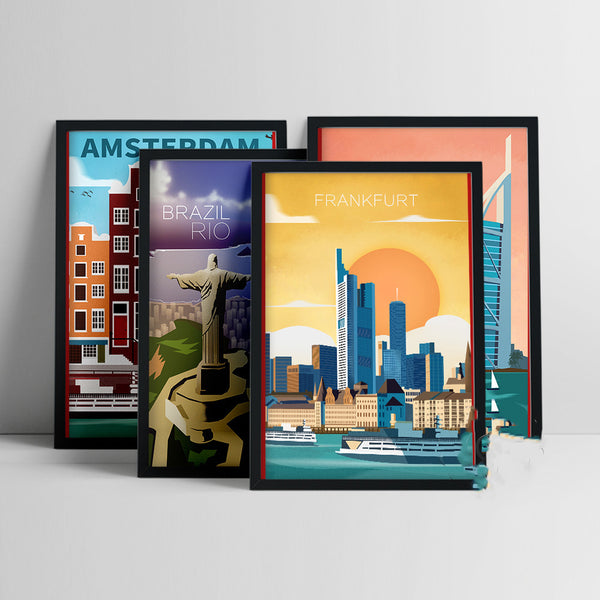 Cuadro Lienzo Póster Vintage Viajes Mundiales Arte Decorativo