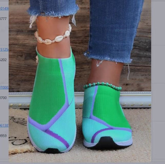 Tenis Casuales para Mujer con Tejido Volador y Bloques de Color