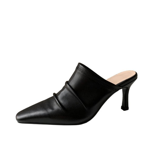 Zapatos de Cuero Vacuno con Punta Cerrada y Tacón Fino Plisado - Image 6