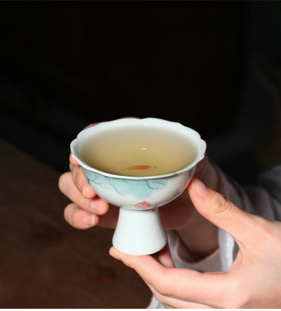 Taza de Té Porcelana con Loto Pintado a Mano - Caja de Regalo - Image 14