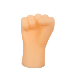 Flesh-toned silicone miniature hand making a peace sign gesture, designed as a funny cat finger stall toy. - Image 4