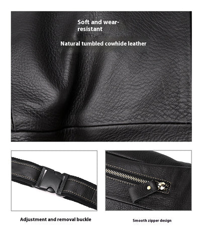 Bolsa Mensajero de Cuero Genuino Estilo Retro con Gran Capacidad para Hombre - Image 10