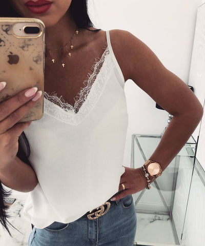 Blusa de Encaje Elegante con Escote en V para Verano - Image 10