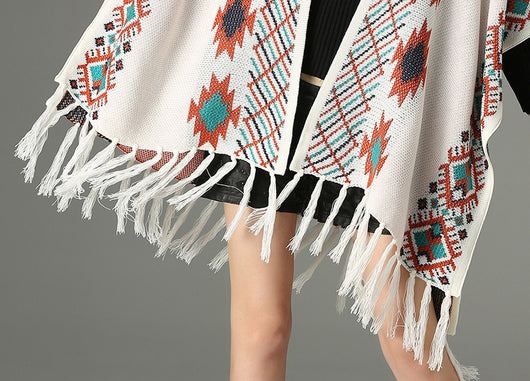 Rebozo Bohemio Jacquard con Flecos - Image 4