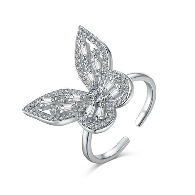 Anillo de Plata 925 con Mariposa de Circonitas y Diamantes Incrustados - Image 5