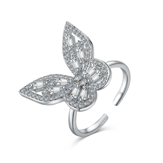 Anillo de Plata 925 con Mariposa de Circonitas y Diamantes Incrustados - Image 5