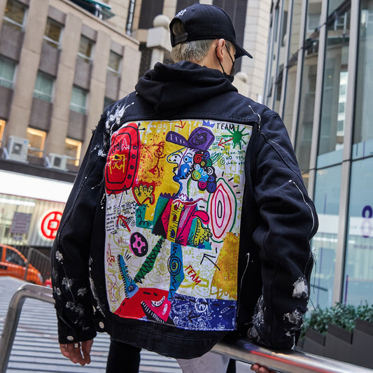 Chaqueta Denim Suelta con Solapa Tipo Abrigo