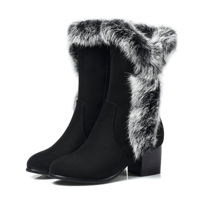 Botas de Nieve Caña Media en Gamuza y Pelaje de Conejo - Image 7