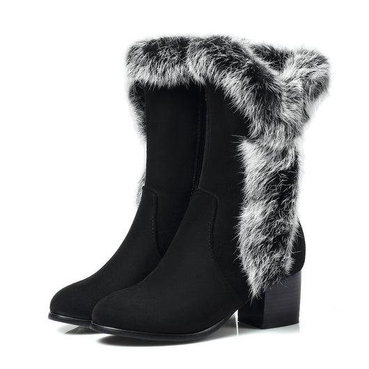 Botas de Nieve Caña Media en Gamuza y Pelaje de Conejo - Image 7