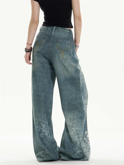 Pantalones Jeans Anchos con Estampado de Moño - Image 6