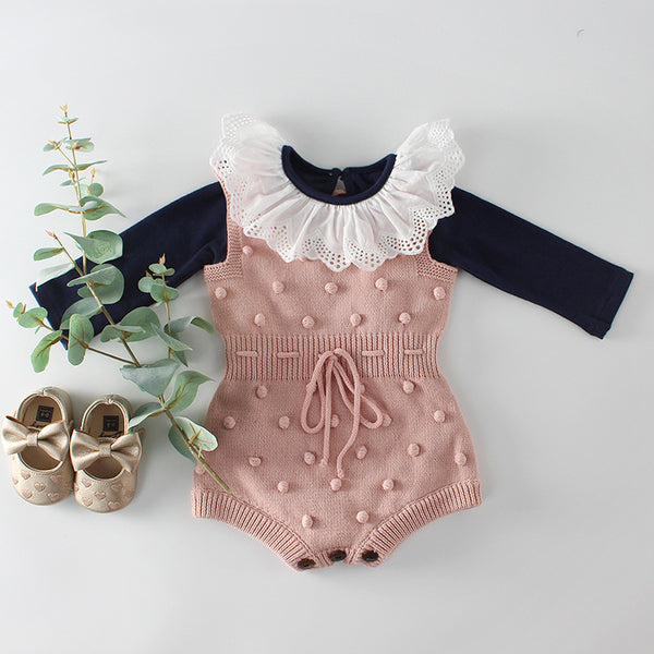 Enterizo de lana tejido a mano para bebé - Diseño acogedor y suave