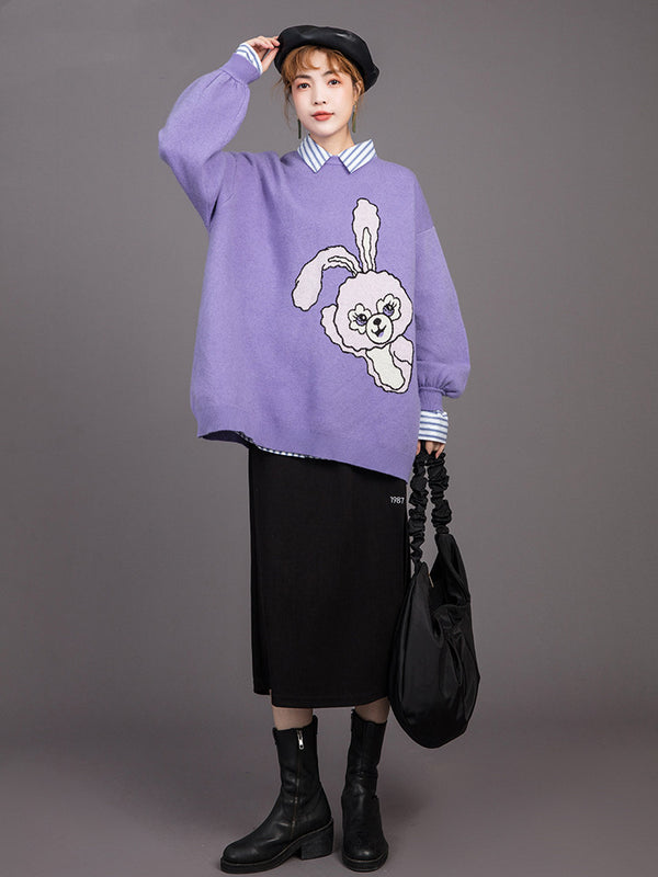 Suéter Jacquard con Estampado Cartoon para Mujer