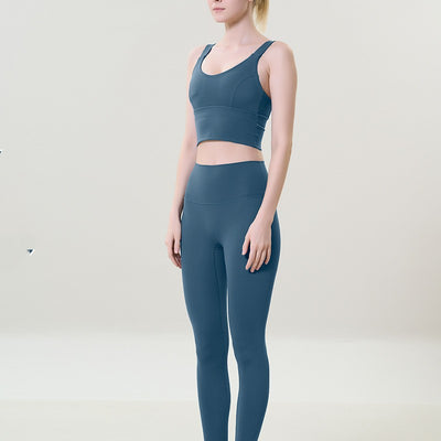 Conjunto de Yoga Ajustado de Cintura Alta con Espalda Abierta para Mujer - Image 3