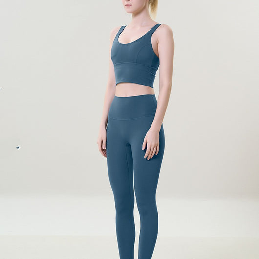 Conjunto de Yoga Ajustado de Cintura Alta con Espalda Abierta para Mujer - Image 3