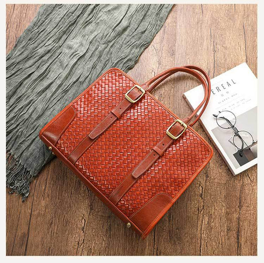Bolso Tejido a Mano en Cuero Curtido Vegetal de Grano Completo - Image 15