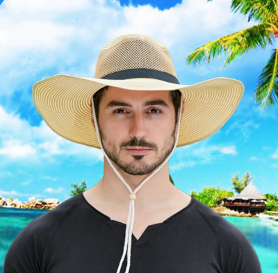 Sombrero de Paja con Ala Ancha y Malla Transpirable para Hombre - Protección Solar - Image 12