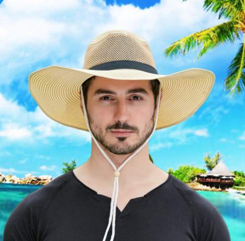Sombrero de Paja con Ala Ancha y Malla Transpirable para Hombre - Protección Solar - Image 12