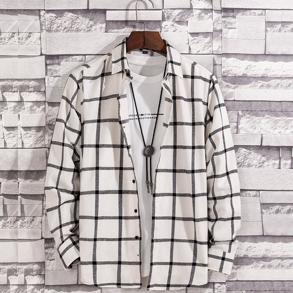 Camisa Casual de Cuadros para Hombre Manga Larga