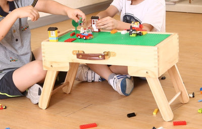 Mesa Plegable Infantil 2 en 1 con Pizarrón y Bloques de Construcción - Image 10