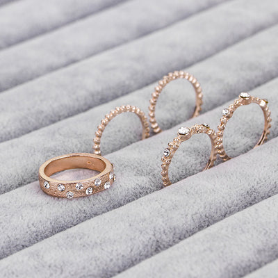 Set de 5 Anillos Apilables Estilo Bohemio en Tono Oro Rosa - Image 3