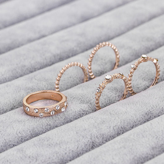 Set de 5 Anillos Apilables Estilo Bohemio en Tono Oro Rosa - Image 3