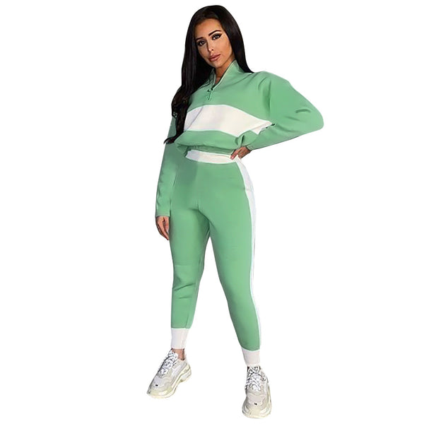 Conjunto de Dos Piezas con Cuello de Pie y Costuras en Contraste - Image 51