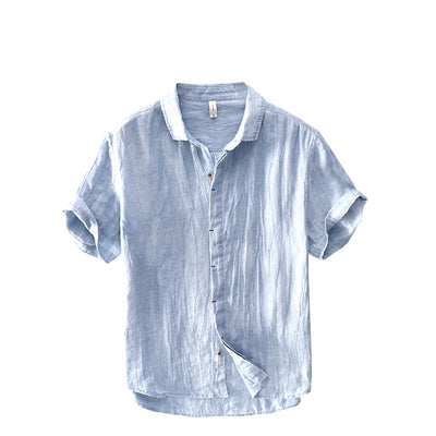 Camisa Lino Vintage Plisada con Estampa Chinoiserie para Hombre - Image 12