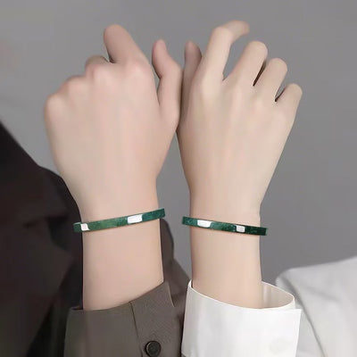 Pulsera de Jade Azul Agua Personalizada con Piedra Natural Cuadrada