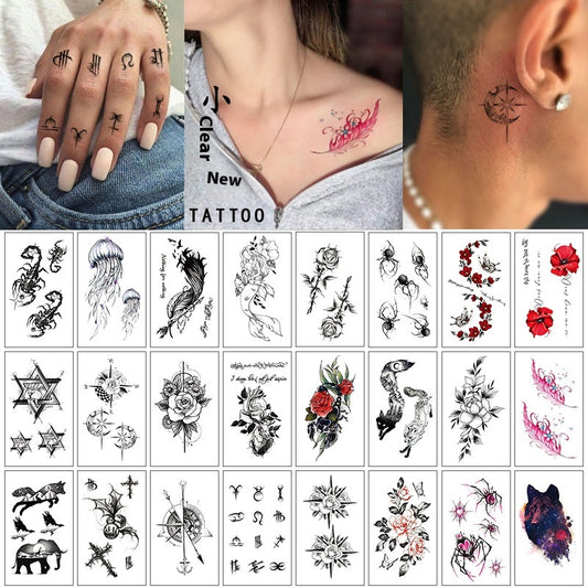 Tatuajes Temporales Impermeables - Letras, Flores y Mariposas - Image 2