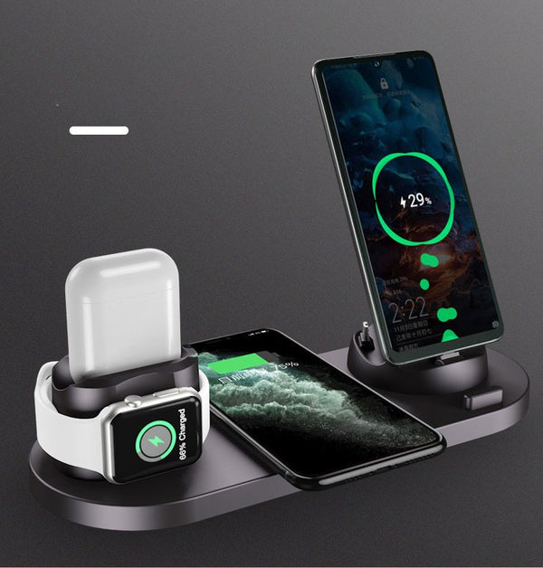 Cargador Inalámbrico 6 en 1 para Dispositivos Móviles