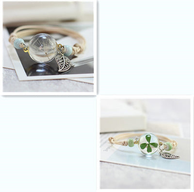 Pulsera Esfera de Cristal con Flores Secas - Diente de León y Estrellas - Image 43