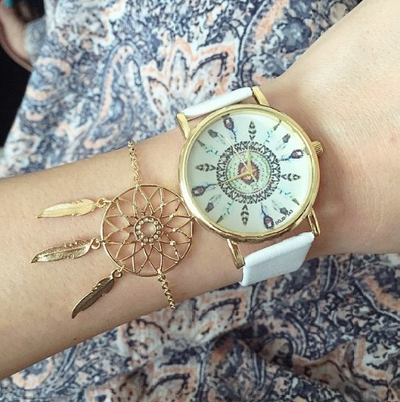 Reloj de Moda con Diseño de Pluma de Pavo Real Indio - Image 5